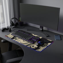 DistinctInk LED Gaming Mouse Pad with Spooky Skeleton Pumpkins Design for Halloween