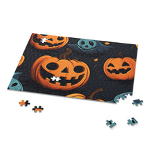 DistinctInk Jigsaw Puzzle with Nightly Fright of Bats and Ghouls Design for Halloween