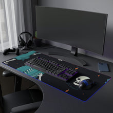 DistinctInk LED Gaming Mouse Pad with Haunted Skeleton Crew Design for Halloween