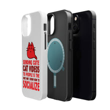 DistinctInk ToughCase for Apple iPhone, Compatible with MagSafe Charging - Sending Cute Cat Videos How I Socialize