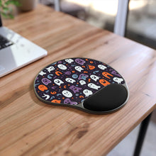 DistinctInk Mouse Pad with Wrist Rest  with Skeletal Ghostly Pumpkins Design for Halloween