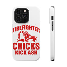 DistinctInk ToughCase for Apple iPhone, Compatible with MagSafe Charging - Firefighter Chicks Kick ASH