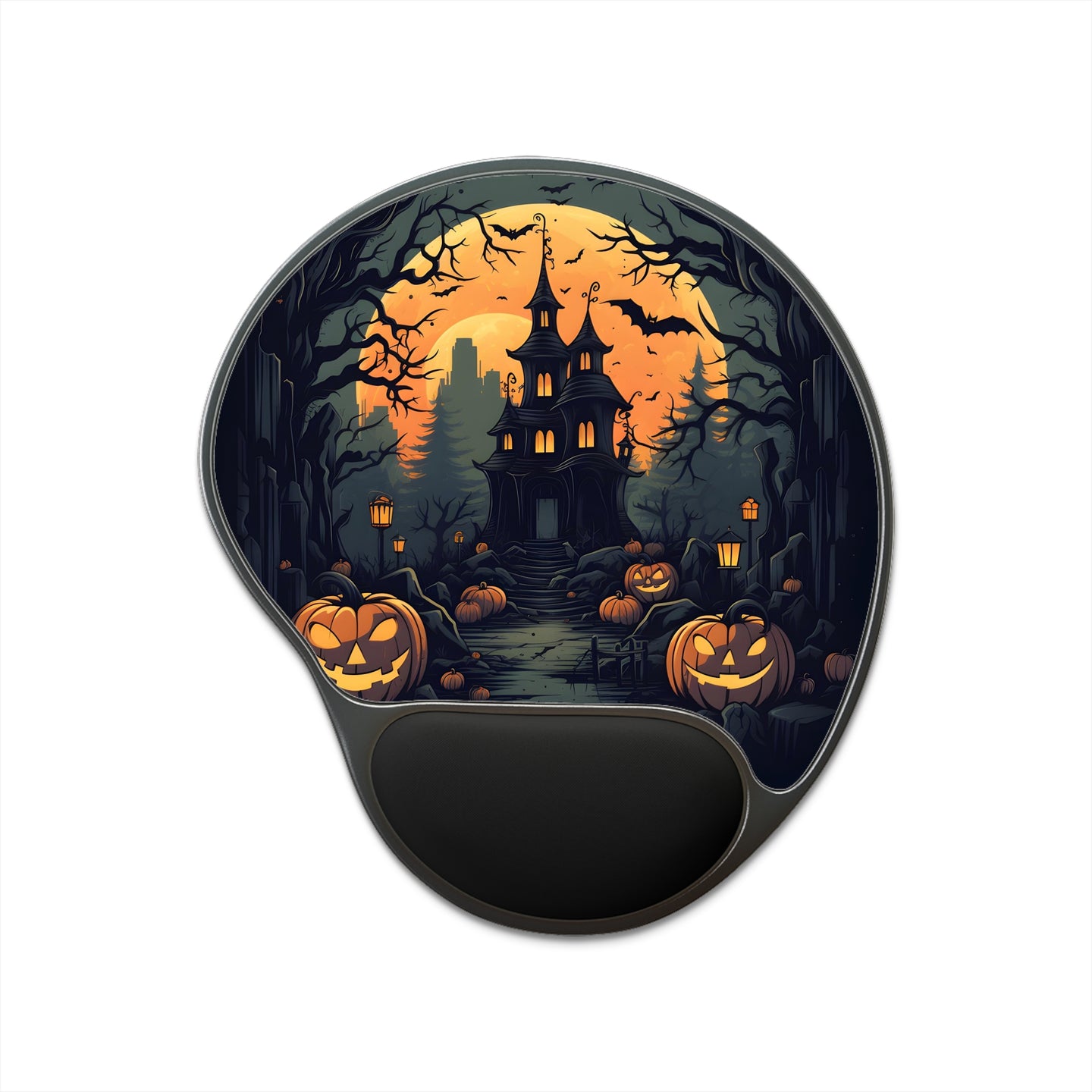 DistinctInk Mouse Pad with Wrist Rest  with Spooky Trick or Treating Design for Halloween