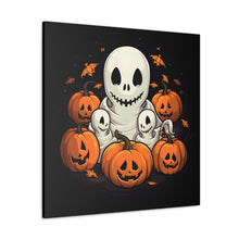 DistinctInk Canvas Wall Art with Ghost Skeleton Pumpkin Pattern for Halloween