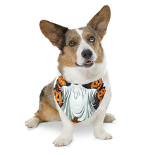 DistinctInk Adjustable Pet Banana Collar with Ghost Skeleton Pumpkins Pattern Design for Halloween