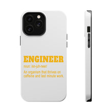 DistinctInk ToughCase for Apple iPhone, Compatible with MagSafe Charging - Engineer Definition - Caffeine and Last Minute