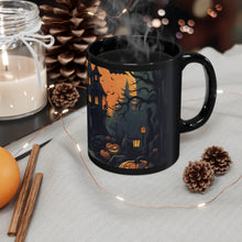 DistinctInk Black Coffee Mug - Spooky Trick or Treating for Halloween