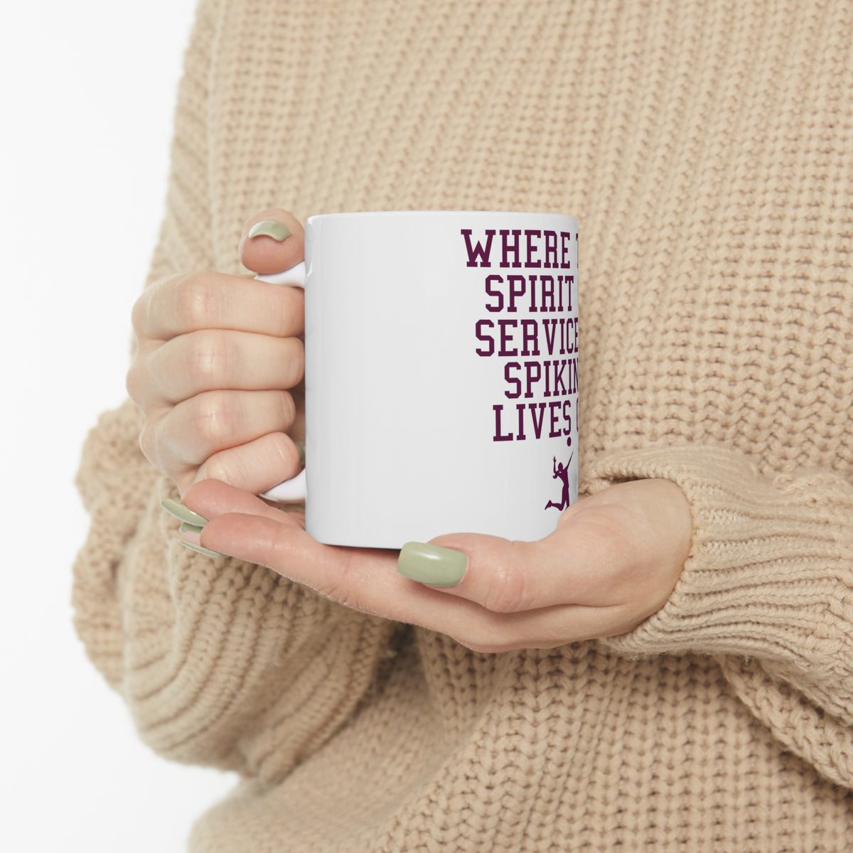 Glossy White Coffee / Tea Mug - Spirit of Service & Spiking Lives On Tennis, view 10