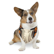 DistinctInk Adjustable Pet Banana Collar with Ghastly Skeletal Pumpkin Patch Design for Halloween