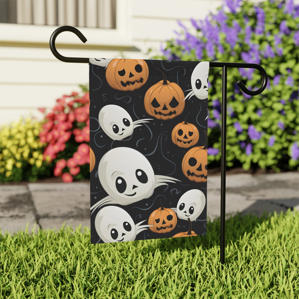 Garden & House Banner / Flag with Ghost Skeleton Pumpkin Pattern Design for Halloween, view 6