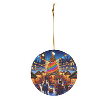 DistinctInk Hanging Ceramic Christmas Tree Ornament Charm with Gold String - Great Gift/Present - 2 3/4 inch Diameter - Prideful Winter Market