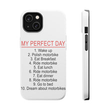 DistinctInk ToughCase for Apple iPhone, Compatible with MagSafe Charging - My Perfect Day - Motorbike Motorcycle
