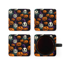 DistinctInk (Set of 4) Corkwood Coasters with "Halloween Haunts and Pumpkin Pals"Design for Halloween
