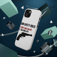 DistinctInk ToughCase for Apple iPhone, Compatible with MagSafe Charging - Gun Safety Rules, Don't Piss Me Off