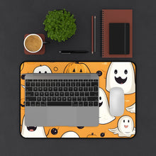 DistinctInk Desk Mat with Ghoulish Bats and Pumpkins Design for Halloween