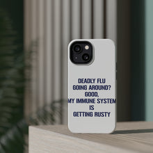 DistinctInk ToughCase for Apple iPhone, Compatible with MagSafe Charging - Deadly Flu? Good, Immune System is Rusty