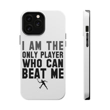 DistinctInk ToughCase for Apple iPhone, Compatible with MagSafe Charging - I Am The Only Player Who Can Beat Me Tennis