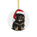 Hanging Ceramic Christmas Tree Ornament with Gold String - Finnish Lapphund Design