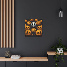 DistinctInk Canvas Wall Art with Ghastly Skeleton Pumpkins for Halloween
