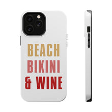 DistinctInk ToughCase for Apple iPhone, Compatible with MagSafe Charging - Beach Bikini & Wine