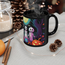DistinctInk Black Coffee Mug - Exploring the Unknown for Halloween LGBTQ+ Pride