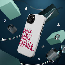 DistinctInk ToughCase for Apple iPhone, Compatible with MagSafe Charging - Wife. Mom. Farmer.