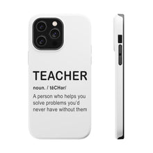 DistinctInk ToughCase for Apple iPhone, Compatible with MagSafe Charging - Teacher Definition Solves Problems