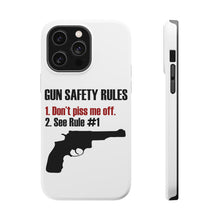 DistinctInk ToughCase for Apple iPhone, Compatible with MagSafe Charging - Gun Safety Rules, Don't Piss Me Off