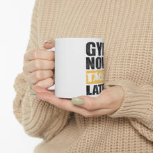 DistinctInk Glossy White Coffee / Tea Mug - Gym Now Tacos Later