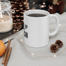 DistinctInk Glossy White Coffee / Tea Mug - Shut Up & Pitch Baseball