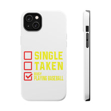 DistinctInk ToughCase for Apple iPhone, Compatible with MagSafe Charging - Single Taken Busy Playing Baseball