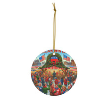 DistinctInk Hanging Ceramic Christmas Tree Ornament Charm with Gold String - Great Gift/Present - 2 3/4 inch Diameter - Republican Winter Market