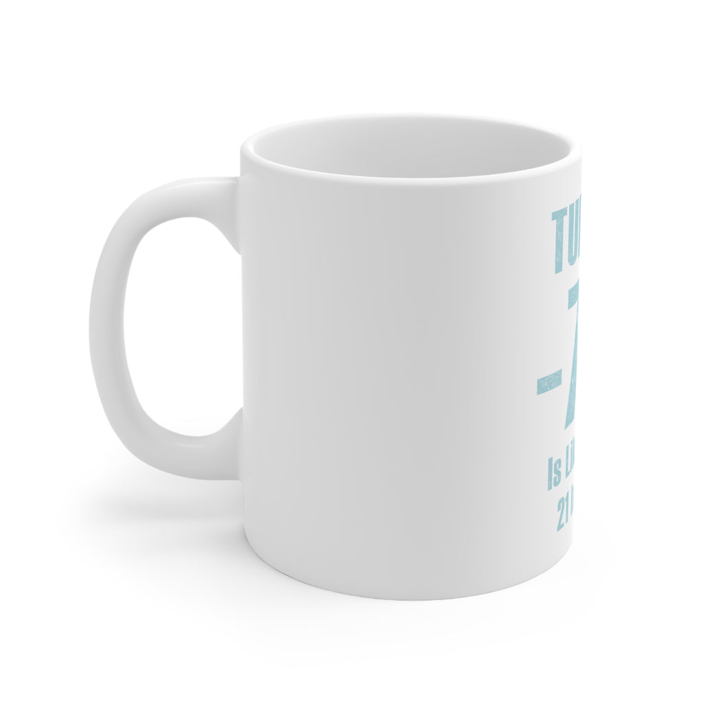 Glossy White Coffee / Tea Mug - Turning 70 is Like Turning 21 in Celsius, view 2