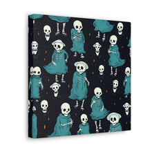 DistinctInk Canvas Wall Art with Haunted Skeleton Crew for Halloween
