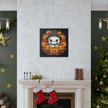 DistinctInk Canvas Wall Art with Spooky Skeleton Pumpkin Patch for Halloween