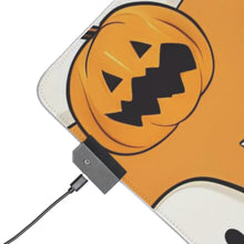 DistinctInk LED Gaming Mouse Pad with Ghoulish Bats and Pumpkins Design for Halloween