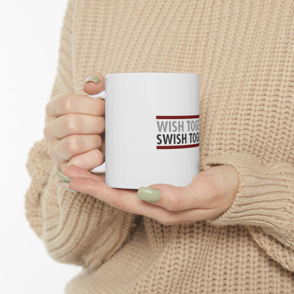 Glossy White Coffee / Tea Mug - Wish Together Swish Together Basketball, view 10