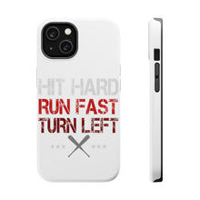 DistinctInk ToughCase for Apple iPhone, Compatible with MagSafe Charging - Hit Hard Run Fast Turn Left Baseball