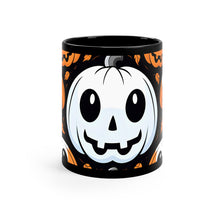 DistinctInk Black Coffee Mug - Ghost Skeleton Cartoon Pumpkin for Halloween