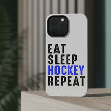DistinctInk ToughCase for Apple iPhone, Compatible with MagSafe Charging - Eat Sleep Hockey Repeat