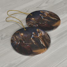 DistinctInk Hanging Ceramic Christmas Tree Ornament Charm with Gold String - Great Gift/Present - 2 3/4 inch Diameter - Wise Men Seek the King: Matthew 2:2
