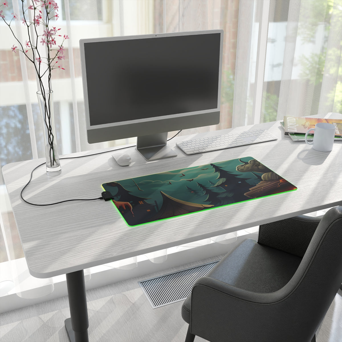 LED Gaming Mouse Pad with Trick or Treat Fun Design for Halloween, view 10