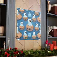 DistinctInk Canvas Wall Art with Ghost Skeleton Pumpkin Pattern for Halloween