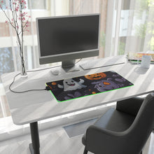 DistinctInk LED Gaming Mouse Pad with Spooky Bat-o-lanterns Design for Halloween