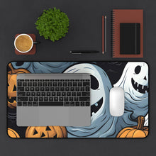 DistinctInk Desk Mat with Ghoulish Ghostbusters and Pumpkins Design for Halloween