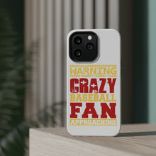 DistinctInk ToughCase for Apple iPhone, Compatible with MagSafe Charging - Warning Crazy Baseball Fan Approaching