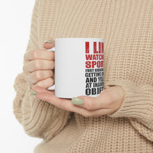 DistinctInk Glossy White Coffee / Tea Mug - I Like Watching Sports Getting Drunk Yelling