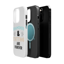 DistinctInk ToughCase for Apple iPhone, Compatible with MagSafe Charging - Diamonds and Tattoos Are Forever