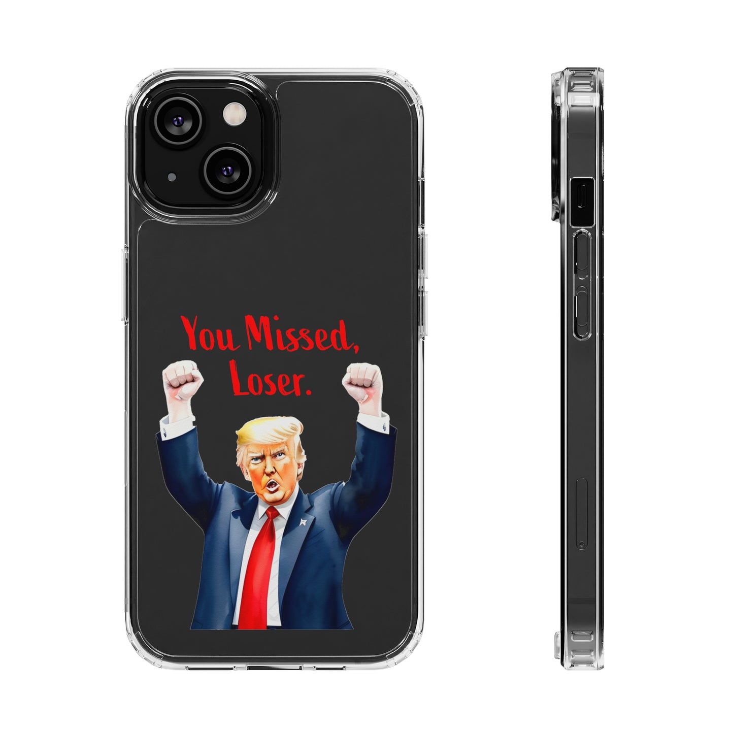 DistinctInk Clear Case for Apple iPhone or Samsung Galaxy - Trump 