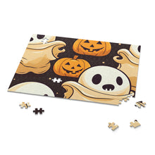 DistinctInk Jigsaw Puzzle with Ghost Skeleton Pumpkin Pattern Design for Halloween